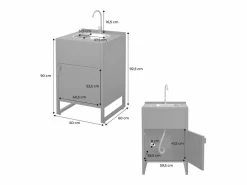 Sweeek Materiales Y Utensilios De Cocina|Cocina exterior de acero con fregadero y 1 puerta, 60cm