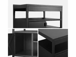 Sweeek Cocina exterior de acero 1 puerta 3 estantes, 80cm Negro