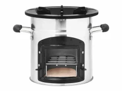 vidaxl Barbacoa|Cocina leña camping acero inoxidable 45,5x33x25,5 cm