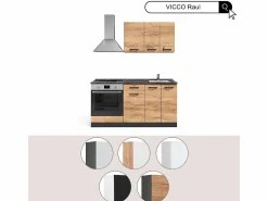 Cocina para solteros alto brillo/ 160x46x81.6 r-line^Vicco