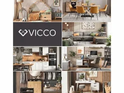 Vicco Cocina Completa|Cocina para solteros brillo/blanco 160x46x81.6 r-line