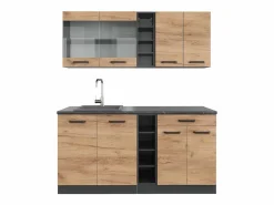 Cocina para solteros oro power roble/antracita 160x46x81.6 r-line^Vicco Best