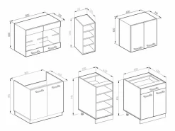 Cocina para solteros oro power roble/antracita 160x46x81.6 r-line^Vicco Best
