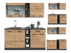 Cocina para solteros oro power roble/antracita 160x46x81.6 r-line^Vicco Best
