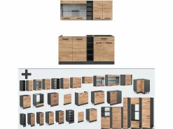 Cocina para solteros oro power roble/antracita 160x46x81.6 r-line^Vicco Best