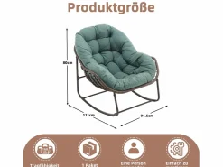 Cocon - Mecedora de ratán - Estructura de acero con cojín suave - Para uso en interiores y exteriores^ Hot