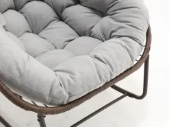 Sillón Escandinavo|Cocon - Mecedora de ratán - Estructura de acero con cojín suave - Para uso en interiores y exteriores