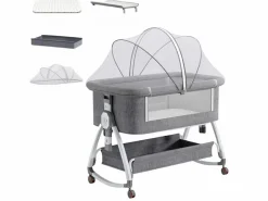 DripeX Mueble De Bebé|CODODO CIRADLE CON CAMBIANTES, MECHORTO, ALMACENAMIENTO, MOSQUITO NET, CASTERS, 6 alturas, 92x55x83cm