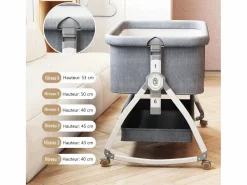 DripeX Mueble De Bebé|CODODO CIRADLE CON CAMBIANTES, MECHORTO, ALMACENAMIENTO, MOSQUITO NET, CASTERS, 6 alturas, 92x55x83cm