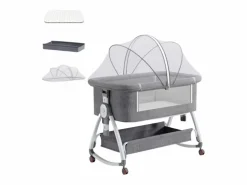 DripeX Mueble De Bebé|Cododo Cradle con colchón, almacenamiento, mosquitera, ruedas, 6 alturas, 92x55x83cm
