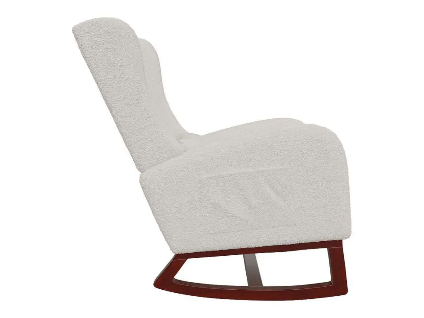 Cojín lumbar con bolsillo lateral y reposapiés, Mecedora, Patas de Madera Maciza, Beige New