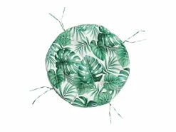 Cojín redondo tela Oxford estampado de hojas Ø 60x11 cm ES579021 Verde Clearance