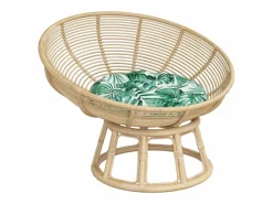 Cojín redondo tela Oxford estampado de hojas Ø 60x11 cm ES579021 Verde Clearance