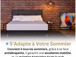 Douce Lune Colchón 2 plazas Ondine 160x200 - Espuma Memory 60 kg/m³ Alta Densidad Enriquecida con Microcápsulas de Gel Refrescante - Diseño ergonómico