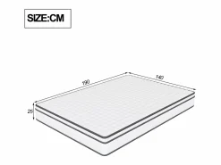 Colchón 140 x 190 cm - altura 25 cm - de espuma fría - ergonómico - con muelles ensacados - para niños y adultos^ Outlet
