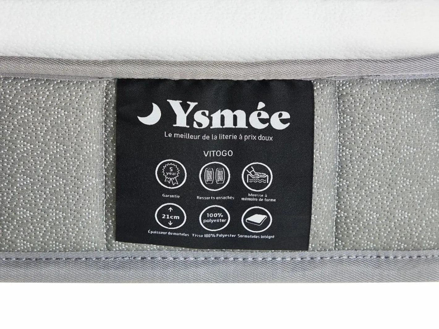 Ysmée Colchón Muelles Ensacados|Colchón Memoria De Forma|Colchón 180 x 200 cm king size muelles ensacados + viscoelástica 21 cm de grosor - VITOGO de YSMÉE