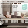 Colchón Muelles Ensacados|Colchones - 90X190Cm|Colchón de muelles ensacados 90 x 190 cm, 7 zonas de confort, firmeza media H3, espuma confortable de 25 cm de grosor - HOMAVO, certificado OEKO-TEX