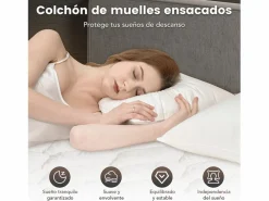 Colchón Muelles Ensacados|Colchones - 90X190Cm|Colchón de muelles ensacados 90 x 190 cm, 7 zonas de confort, firmeza media H3, espuma confortable de 25 cm de grosor - HOMAVO, certificado OEKO-TEX