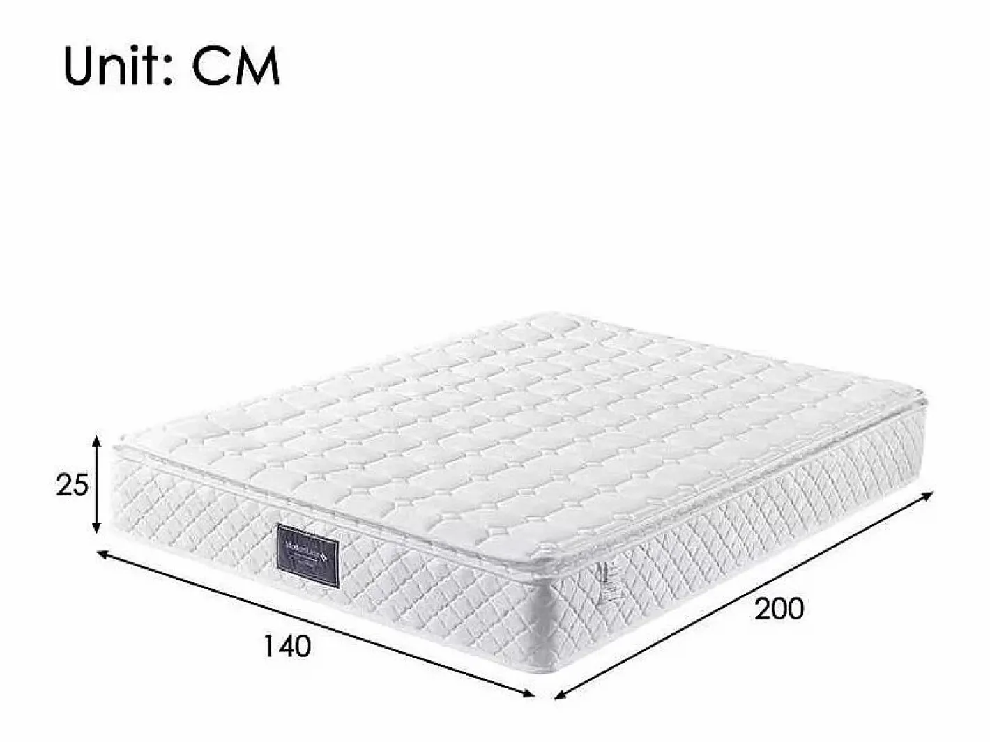Colchón de muelles 140x200 cm espuma espesor 25 cm - dureza H3 - funda acolchada de microfibra - Blanco^ModernLuxe Outlet