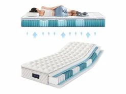 ModernLuxe Colchón de muelles 90x200 cm espuma espesor 25 cm - dureza H3 - funda acolchada de microfibra - Blanco Hot