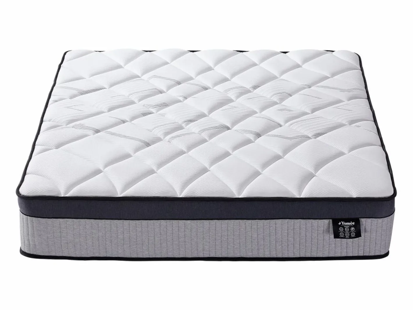 Ysmée Colchón híbrido 140 x 190 cm con muelles ensacados de 5 zonas y sobrecolchón PATNOS de YSMÉE Blanco Discount