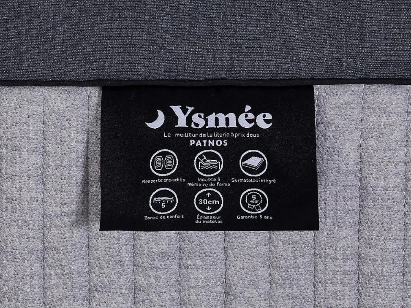 Ysmée Colchón híbrido 140 x 190 cm con muelles ensacados de 5 zonas y sobrecolchón PATNOS de YSMÉE Blanco Discount