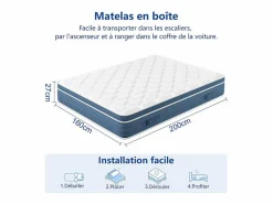 DripeX Colchones - 160X200Cm|Colchón Híbrido 160x200cm - esp.27cm - muelles ensacados 7 zonas - hipoaalergénico - transpirable - Medio-Firme