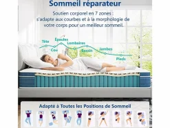 DripeX Colchones - 160X200Cm|Colchón Híbrido 160x200cm - esp.27cm - muelles ensacados 7 zonas - hipoaalergénico - transpirable - Medio-Firme
