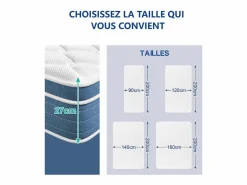DripeX Colchones - 160X200Cm|Colchón Híbrido 160x200cm - esp.27cm - muelles ensacados 7 zonas - hipoaalergénico - transpirable - Medio-Firme