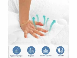 DripeX Colchones - 160X200Cm|Colchón Híbrido 160x200cm - esp.27cm - muelles ensacados 7 zonas - hipoaalergénico - transpirable - Medio-Firme