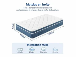 DripeX Colchón Híbrido 120x200cm - esp.27cm - muelles ensacados 7 zonas - hipoaalergénico - transpirable - Medio-Firme Sale