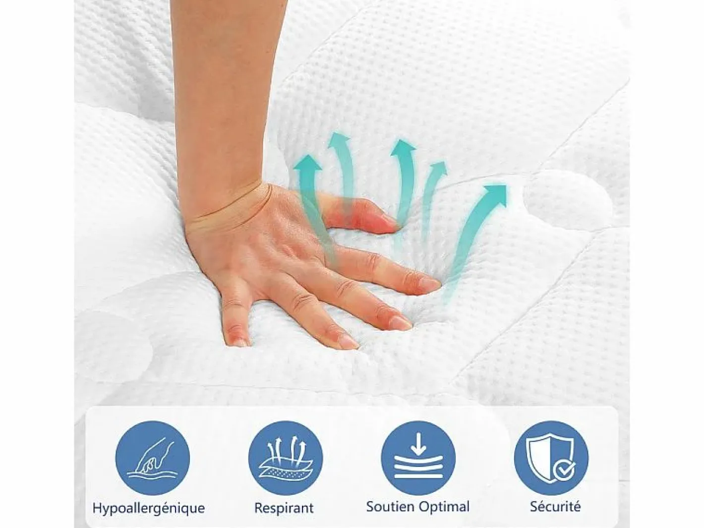 DripeX Colchón Híbrido 120x200cm - esp.27cm - muelles ensacados 7 zonas - hipoaalergénico - transpirable - Medio-Firme Sale