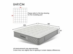 Colchón ortopédico ignífugo de 180 x 200 cm con 4 asas, OEKO-TEX®, 20 cm de grosor, transpirable, 7 zonas de muelles ensacados^DripeX Discount