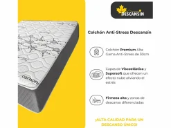 Colchón Viscoelástico 30cm Alta gama | 150x190 | Ideal para Personas con Dolores de Espalda | Alta Firmeza | Carbono-Grafeno Anti-Stress Clearance