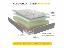 Colchón Espuma|Colchón Memoria De Forma|Colchón Viscoelástico 30cm Alta gama | 150x200 | Ideal para Personas con Dolores de Espalda | Alta Firmeza | Carbono-Grafeno Anti-Stress