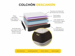 Colchón 180x190, Viscoelástico Alta Firmerza Descansin, Ideal para Personas con Dolores de Espalda, Premium, Tejido Transpirable y Antiacaros New