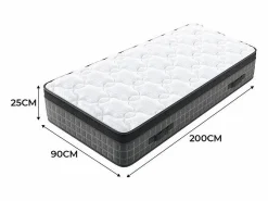 DripeX Colchón 90x200cm anti-fuego muelles ensacados - esp.25cm - soporte ergonómico 7 zonas - transpirable - silencioso Best