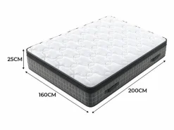Colchón 160x200cm anti-fuego muelles ensacados - esp.25cm - soporte ergonómico 7 zonas - transpirable - silencioso^DripeX Outlet