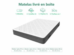 Colchón 90x200cm muelles ensacados - esp.25cm - soporte 7 zonas - con asa - Hipoaalergénico^DripeX Clearance