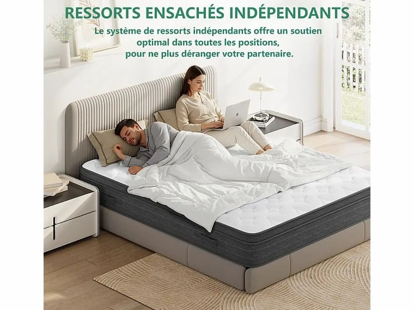 Colchón 160x200cm muelles ensacados - esp.25cm - soporte 7 zonas - con asa - Hipoaalergénico^DripeX New