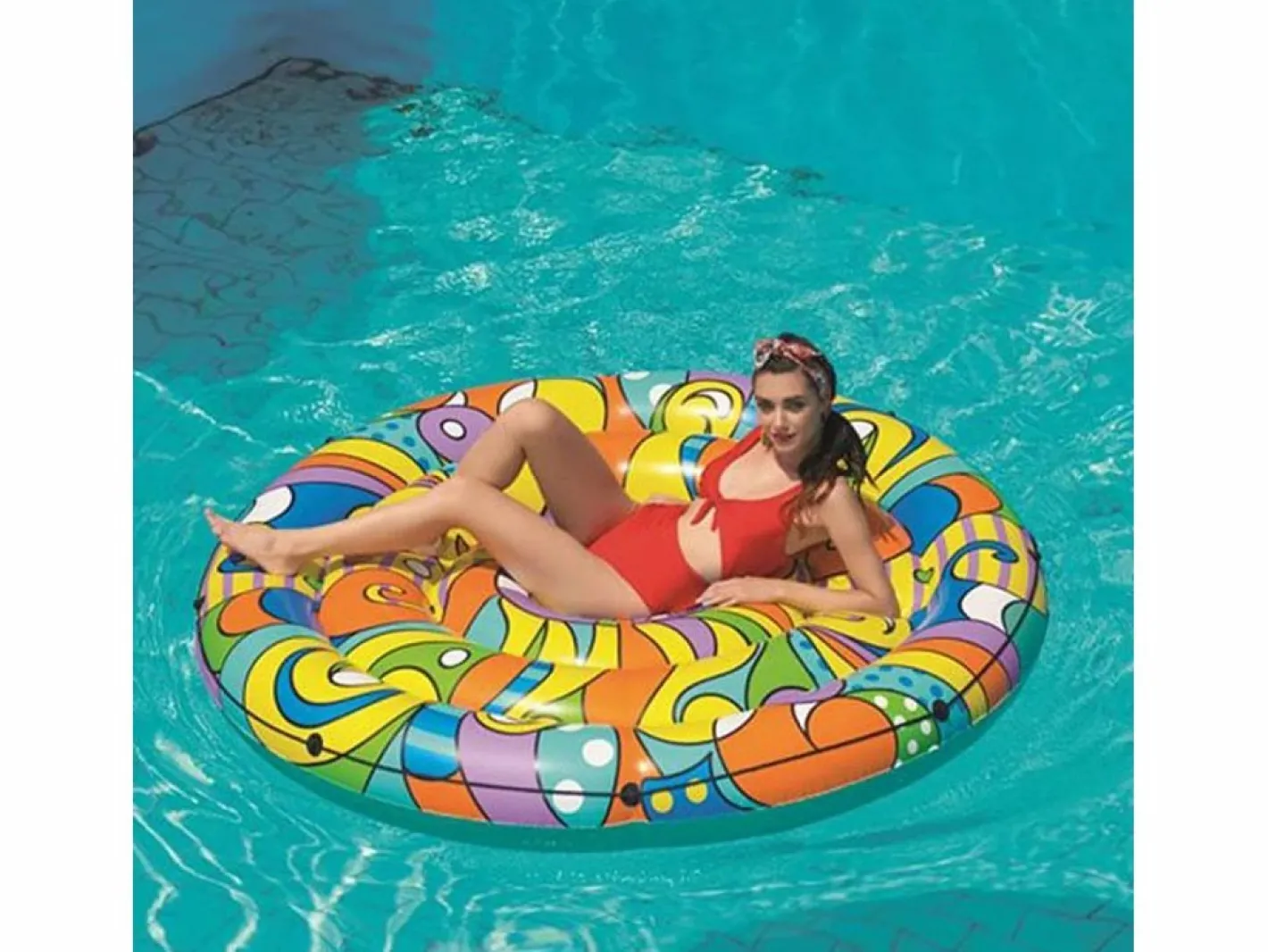 Accesorio Piscina|Deportes Náuticos|Colchoneta Isla Flotante multicolor 173x173 cm