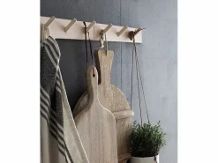 DECOWOOD Perchero|Colgador de pared de madera maciza en tono natural de 26x5cm - KATE -