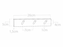 DECOWOOD Perchero|Colgador de pared de madera maciza en tono natural de 26x5cm - KATE -