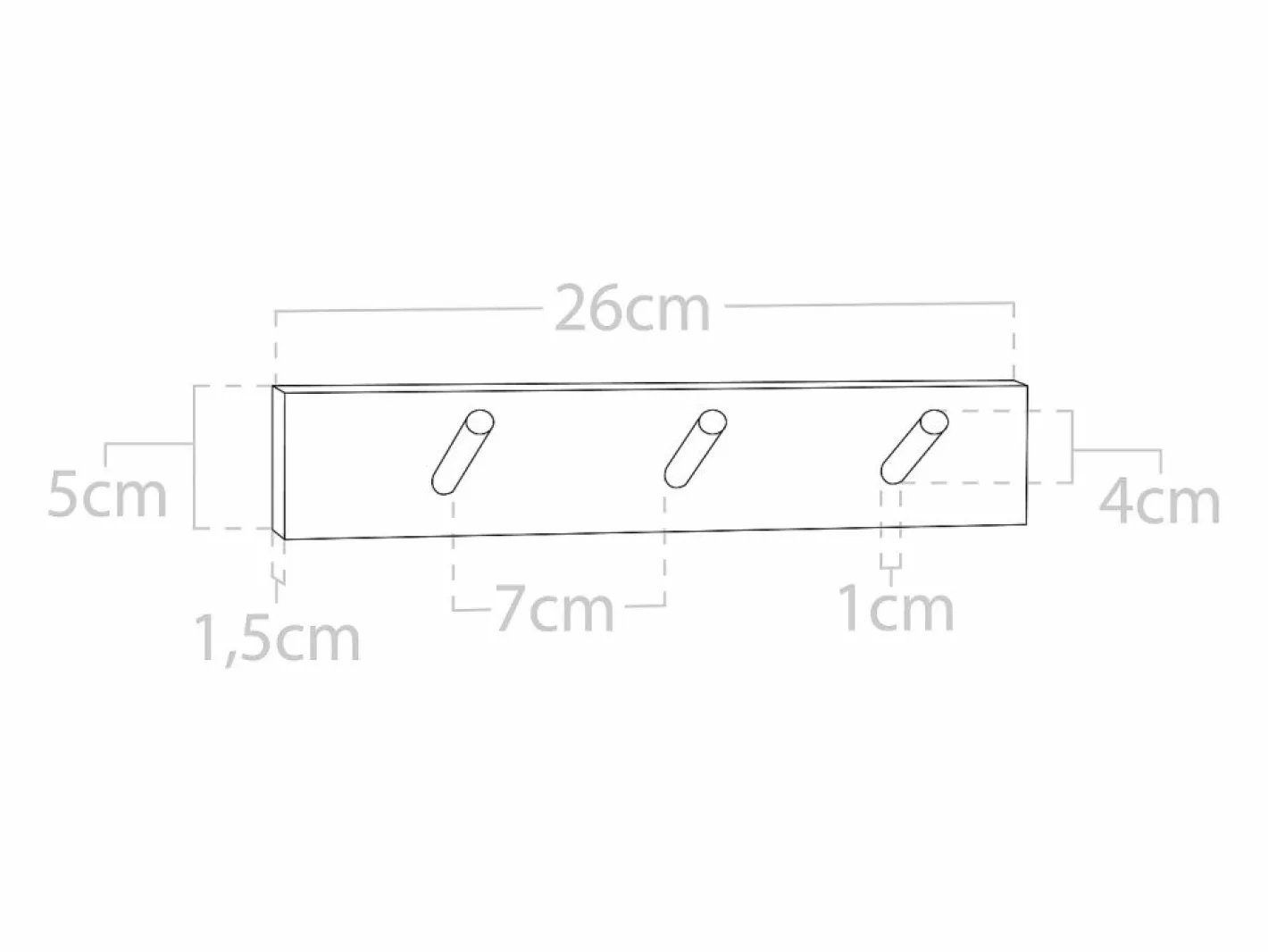 DECOWOOD Perchero|Colgador de pared de madera maciza en tono olivo de 26x5cm - KATE -