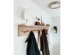 DECOWOOD Perchero|Colgador de pared de madera maciza en tono natural de 61x9,5cm - KATE -