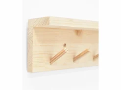 DECOWOOD Perchero|Colgador de pared de madera maciza en tono natural de 61x9,5cm - KATE -