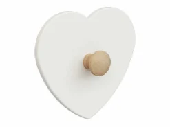 AT4 Colgador para abrigos infantiles Corazón ESSENTIEL madera - /Haya Cruda - 16 x 4,5 x 15 cm Blanco