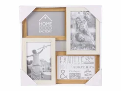 The Home Deco Factory Collage de fotos en madera y blanco 10 x 15 cm Familia 4 fotos Marru00f3n New