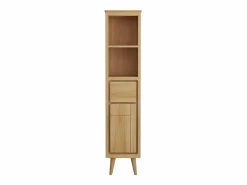 Vente-unique Columna De Baño|Columna de baño con patas de teca con estantes - Alt.180 cm - BINTUNI