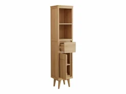 Vente-unique Columna De Baño|Columna de baño con patas de teca con estantes - Alt.180 cm - BINTUNI